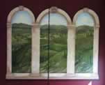 Trompe L 'oeil Tuscan Window view to Hills and Vineyards